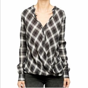 BlankNYC plaid Draped wrap long sleeve